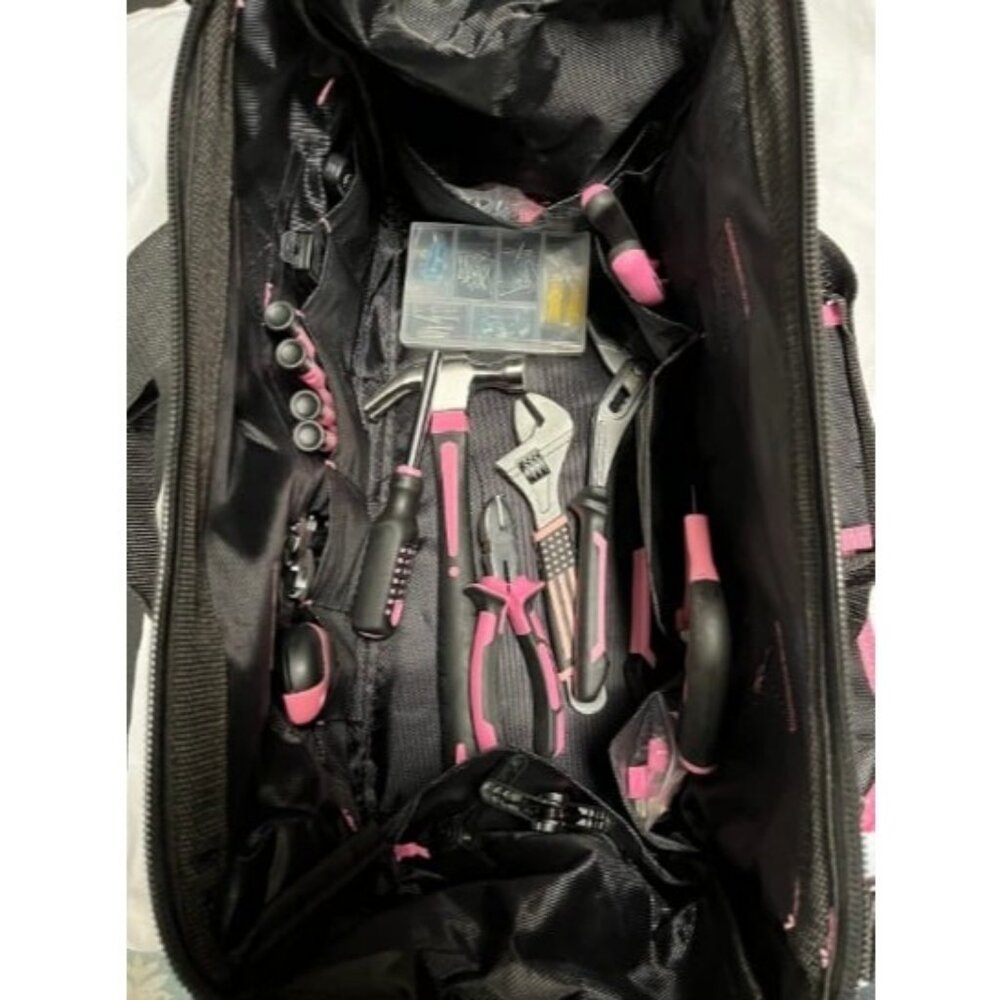 219-Piece Pink Tool Set, Ladies Hand Tool Set with 16 inch Tool Bag, Women